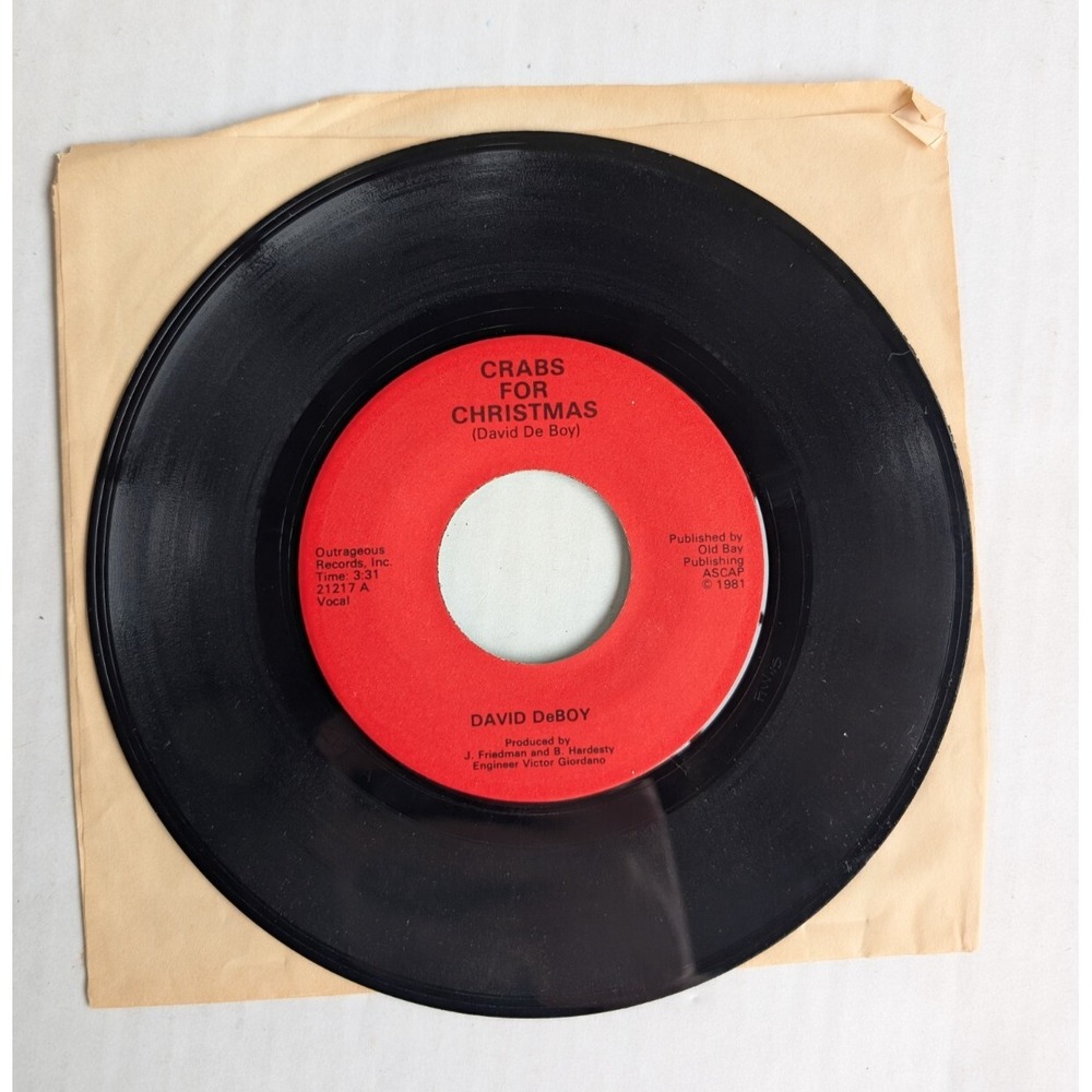 Vintage Crabs for Christmas 7" Vinyl Record David De Boy Baltimore Maryland 1981
